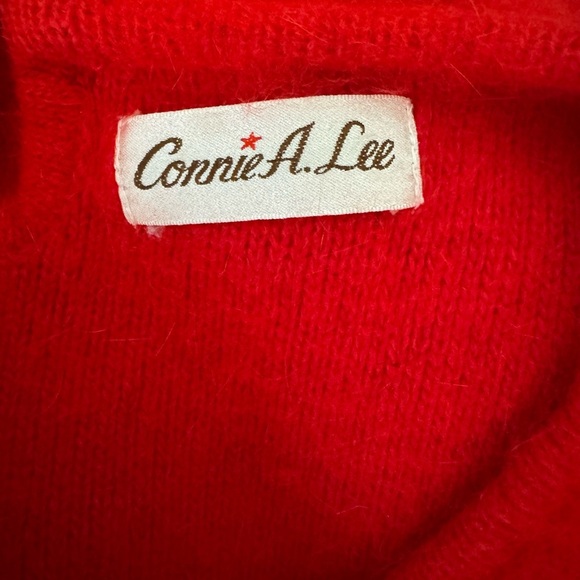 Connie A Lee VTG Angora Sweater Red Mod Colorblock - Picture 5 of 7